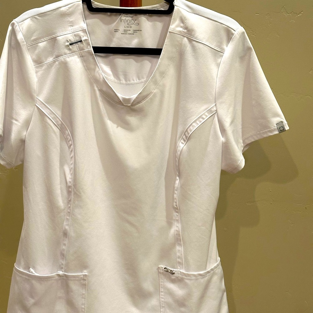 Cherokee Infinity white scrub top